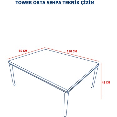 Vudi Design Tower Xxl Orta Sehpa Mermer Desenli Fiyati
