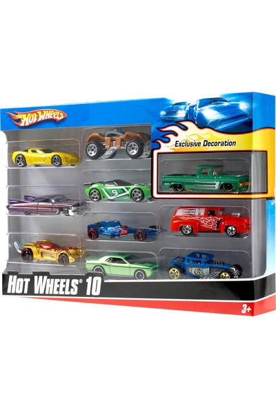 Hot Wheels 10'lu Araba Seti - Geniş Ürün Yelpazesi, Onlu Oyuncak Araba Koleksiyonu, 1:64 Ölçek - 54886