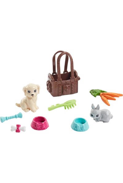 Barbie ve Sevimli Hayvan Arkadaşları, Yavru Köpek, Tavşan ve Temaya Uygun 7 Parçayla FPR48
