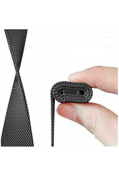 Arabulalaca Apple Watch Uyumlu Se Milano Loop Çelik Kordon 40 mm Kayış Siyah