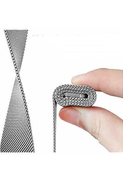 Arabulalaca Apple Watch Uyumlu Milano Loop Çelik Kordon 40 mm Kayış Seri 6 Gümüş