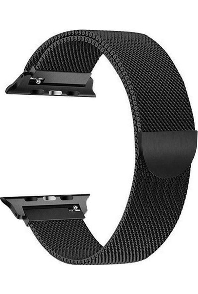 Arabulalaca Apple Watch Uyumlu Milano Loop Çelik Kordon 42 mm Kayış Seri 1-2-3 Siyah