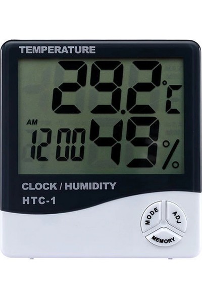 Htc-1 Dijital Termometre Sıcaklık ve Nem Ölçer Masa Saati Alarm