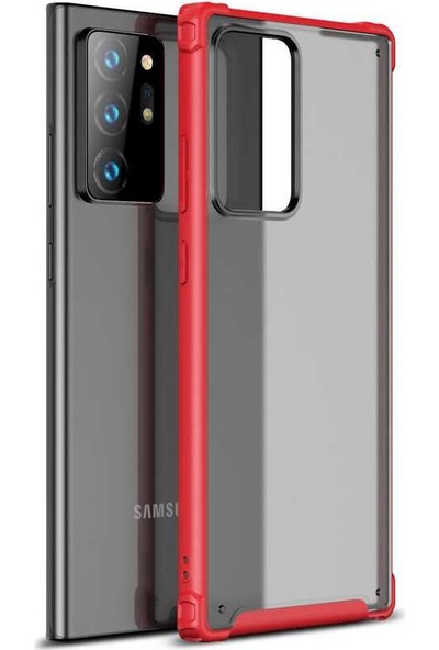 Lopard Samsung Galaxy Note 20 Ultra Kılıf Volks Köşe Korumalı Şeffaf Silikon Kapak Kırmızı