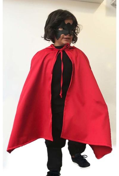 Shecco Babba Cadılar Bayramı Çocuk Kapişonlu Kırmızı Pelerin ve Maske Takım