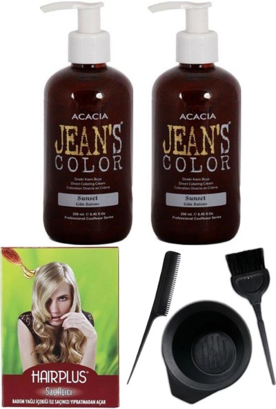 Acacia Jeans Color Saç Boyası Gün Batımı 250ml 2AD, Saç Açıcı ve Boya Kabı Seti