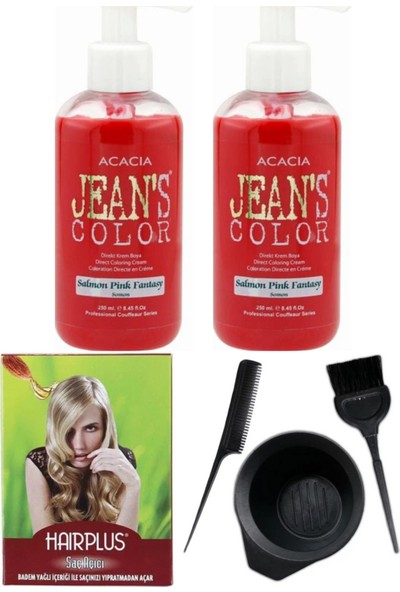 Acacia Jeans Color Saç Boyası Somon 250ml 2AD, Saç Açıcı ve Saç Boya Seti