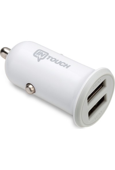 Intouch 3.4A 2 USB Çıkışlı Hızlı Araç Şarj Başlığı, Beyaz