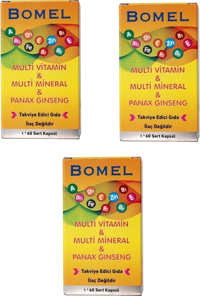 Bomel Multivitamin + Multimineral Panax Ginseng 60 Kapsül 3 Adet