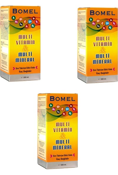Bomel Multivitamin + Multimineral 300 ml Şurup Çilek Aromalı 3 Adet