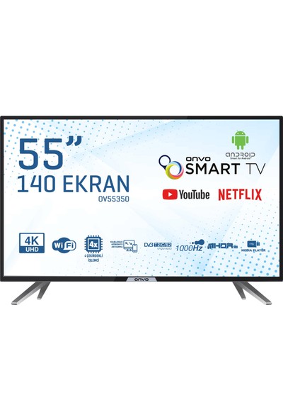 Onvo OV55350 55" 140 Ekran Uydu Alıcılı 4K Ultra HD Smart LED TV