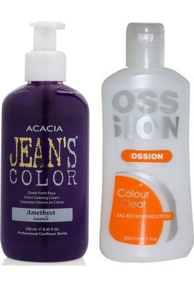 Acacia Jeans Color Saç Boyası Ametist 250ml ve Ossion Saç Boya Temizleyicisi 200ml