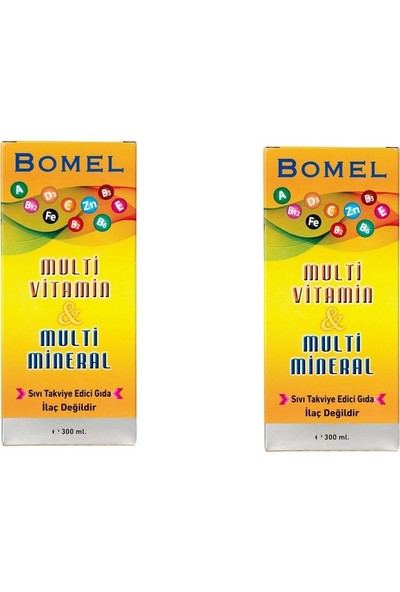 Bomel Multivitamin + Multimineral 300 ml Şurup Çilek Aromalı 2 Adet