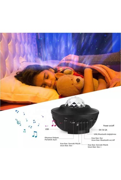 ZENON Starry Projektör Bluetooth Hoparlör+Sese Duyarlı Disko Topu+ USB Mp3 Çalar+Parti, Gece Lambası