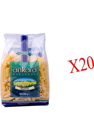 Nuhun Ankara Ankara Vitaminli Orta-Uzun Makarna 500 gr x 20'li Koli