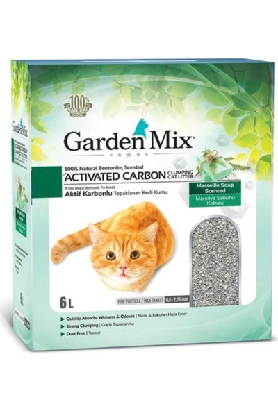 Garden Mix Aktif Karbonlu Marsilya Sabunlu İnce Taneli Kedi Kumu 6 lt