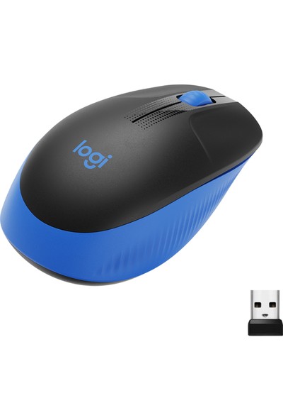 Logitech M191 Büyük Boy USB Alıcılı 1.000 DPI Kablosuz Mouse - Mavi
