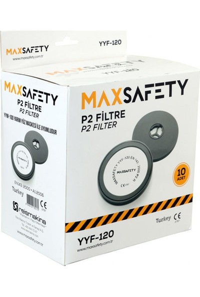 Max Safety Maxsafety YYF-120 P2 Yarım Yüz Gaz Maskesi Filtresi Yedeği 1 Çift