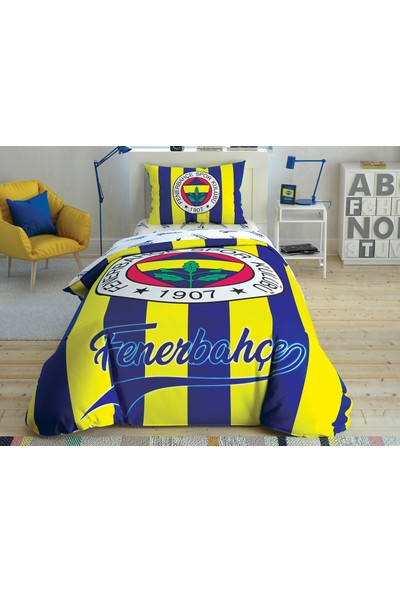 Taç Lisanslı Tek Kişilik Nevresim Takımı Fenerbahçe Çubuklu 160 x 220 cm