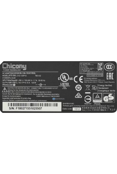 Chicony MSI 19.5V 6.15A 120W Chicony A12-120P1A Uyumlu Şarj Adaptörü