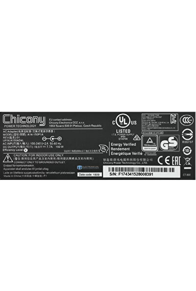 Chicony MSI 19.5V 7.7A 150W Chicony A14-150P1A Uyumlu Şarj Adaptörü