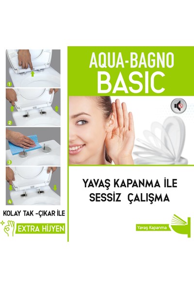 Aqua Bagno -Basıc Yavaş Kapanan Klozet Kapağı