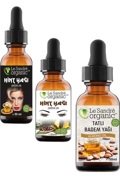 Le Sandre Organics Hint Yağı Soğuk Pres Kaş Kirpik Bakımı & Saç Bakımı & Tatlı Badem Yağı 150 ml