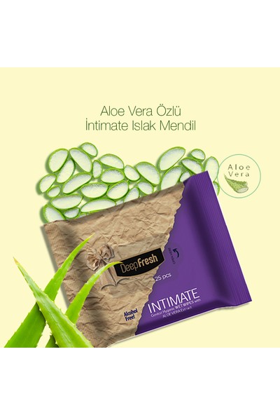 Deep Fresh Intimate Geniteal Bölge Temizleme Mendili Aloevera 6'lı Paket 150 Yaprak