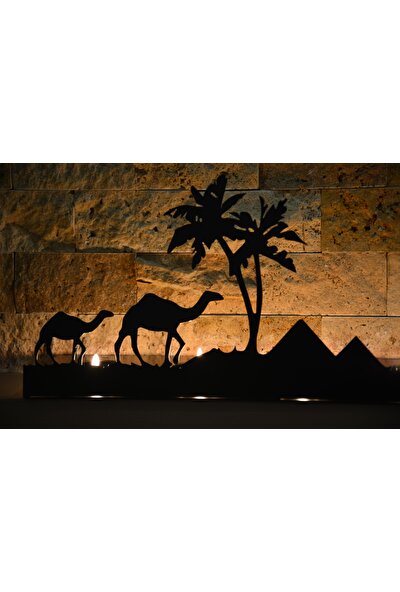 Pnr Quadruble Duble Camel Dekoratif 6 Lı Metal Mumluk Şamdan