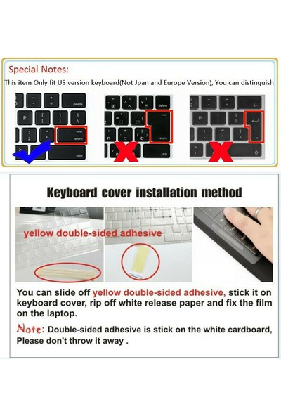 Arabulalaca Apple Macbook Pro 15,4' A1707 Yurtdışı Cihazlarınız İçin Klavye Kuruyucu Us English