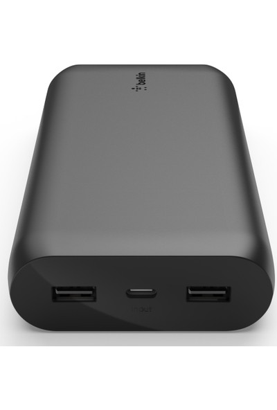 Belkin Taşınabilir Power Bank Şarj Aleti 20K (Taşınabilir Şarh Cihazı - USB Port, 20000MAH Kapasite , Iphone, Airpods, Ipad, Samsung, Google ve Daha Fazlası ile Uyumlu) - Siyah