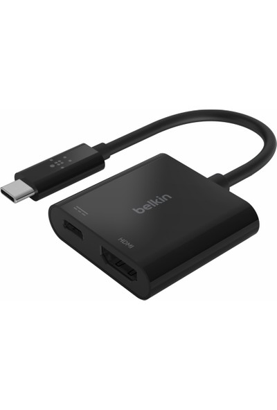 Belkin Usb-C'den HDMI Adaptör + Şarj (4k UHD Videoları Destekler , Bağlı Cihazlar Için 60 W'a Kadar Geçiş Gücü) MacBook Pro HDMI Adaptör