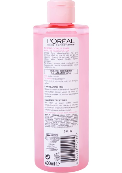 L'Oréal Paris Değerli Çiçekler Tonik Kuru Ve Hassas Ciltler