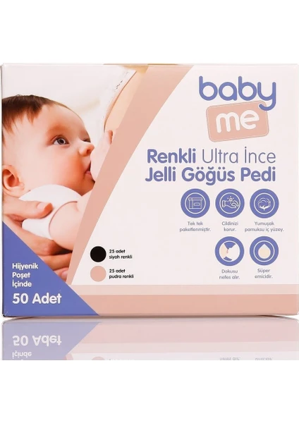 Baby Me Renkli Ultra Ince Jelli Göğüs Pedi 50'Li