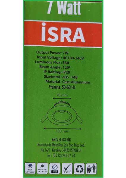 Spot 7W Cob Panel LED Tavan Armatürü