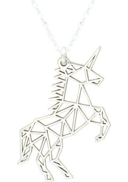 Origami Unicorn Gümüş Kolye
