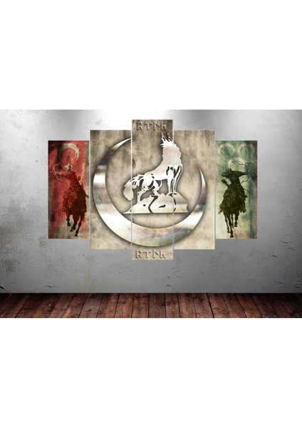 tks13 Bozkurt Hilal Savaşçı Kanvas Tablo 80 x 125cm