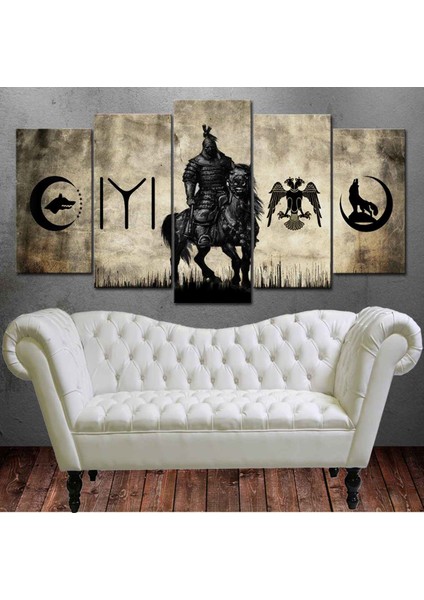 Slc1 Savaşçı Kayı Bozkurt Osmanlı Selçuklu Kanvas Tablo 80 x 125cm