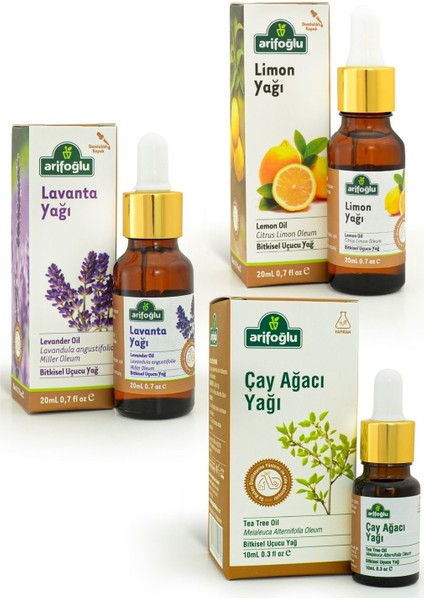 Çay Ağacı Lavanta ve Limon Yağı Seti Maskene Yastığına Birer Da mla 20 ml