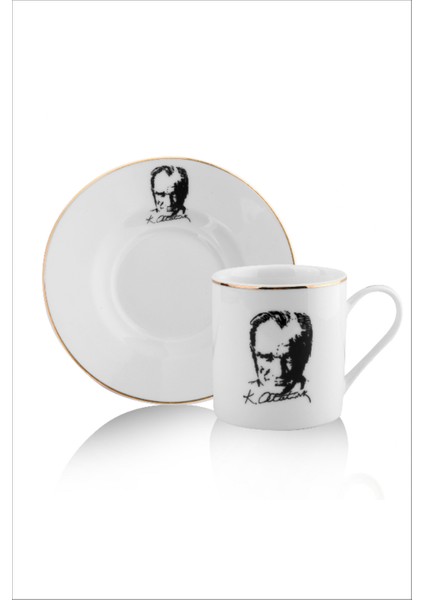 Atatürk Temalı 6'lı Porselen Kahve Fincan Takımı