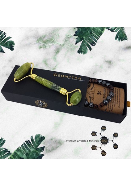 Geometra Derma Jade Roller Premium Yeşim Taşı Masaj Aleti
