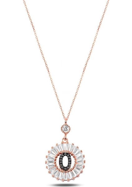 Öze Dönüş Baget Taşlı Rose O Harfi Kolye