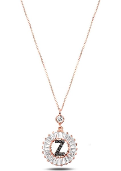 Öze Dönüş Baget Taşlı Rose Z Harfi Kolye