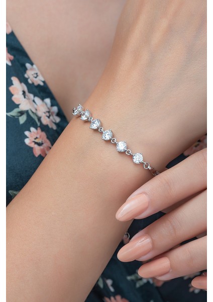 925 Ayar Zirkon Taşlı Kadın Gümüş Bileklik