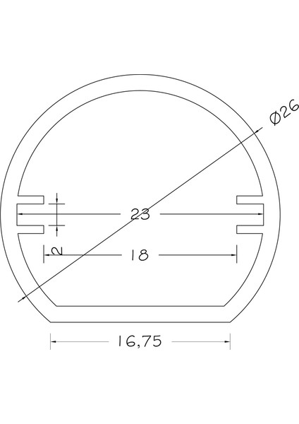 1 m x 26 mm Akrilik LED Şerit Aydınlatma Boş Kasa 20'li