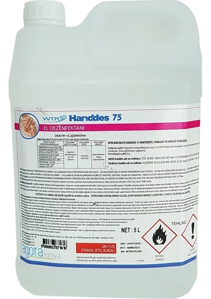 Wtr Handdess 75 El Dezenfektanı 5 lt