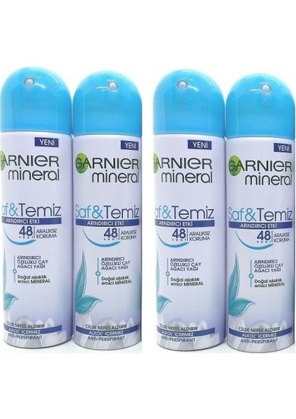 Mineral Deo Saf Temiz 150 ml x 4