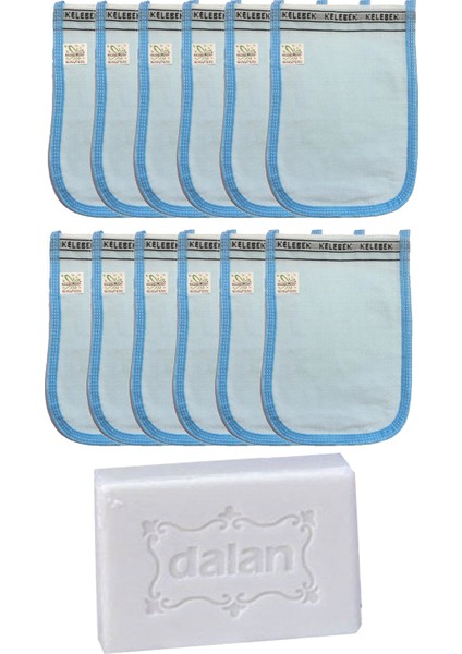 Hamam Ince Banyo Kesesi Standart Mavi 12 Adet + Dalan Sultan Hamam Doğal Banyo Sabunu 200 gr