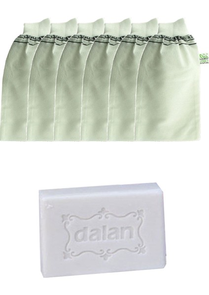 Ince Lastikli Hamam Kesesi 6 Adet + Dalan Naturel Banyo Sabunu