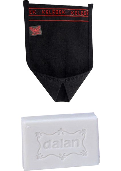 Tellak Kalın Siyah Kıvrık Banyo Hamam Kesesi + Dalan Sultan Hamam Doğal Banyo Sabunu 200 gr